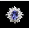 Image 1 : 1.70ct Tanzanite and Diamond Ring - 14KT White Gold