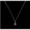 Image 1 : 2.30ct Tanzanite and Diamond Pendant With Chain - 14KT White Gold