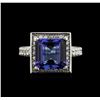 Image 1 : 4.25ct Tanzanite and Diamond Ring - 14KT White Gold