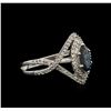 Image 2 : 1.00ct Blue Sapphire and Diamond Ring - 14KT White Gold