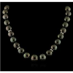 Tahitian Cultured Pearl Necklace With 14KT White Gold Diamond Clasp