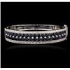 Image 1 : 14KT White Gold 10.41ctw Sapphire and Diamond Bangle Bracelet