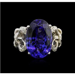 12.47ct Tanzanite and Diamond Ring - 14KT White Gold