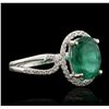 Image 2 : 14KT White Gold 2.07ct Emerald and Diamond Ring