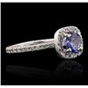 Image 2 : 14KT White Gold 0.72ct Tanzanite and Diamond Ring