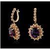 Image 2 : 14KT Rose Gold 17.78ctw Amethyst and Diamond Earrings