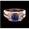 Image 1 : 14KT Rose Gold 4.30ct Sapphire and Diamond Ring