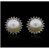Image 1 : 14KT White Gold Pearl and Diamond Earrings