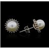 Image 2 : 14KT White Gold Pearl and Diamond Earrings