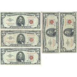 1963 $5 Red Seal Bill Lot of 5