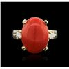 Image 1 : 14KT Yellow Gold 7.96ct Coral and Diamond Ring