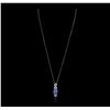 Image 2 : 14KT White Gold 1.76ct Sapphire and Diamond Pendant With Chain