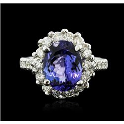 14KT White Gold 5.91ct Tanzanite and Diamond Ring