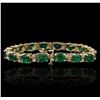 Image 3 : 14KT Yellow Gold 11.84ctw Emerald and Diamond Bracelet
