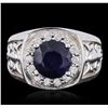 Image 1 : 14KT White Gold 2.90ct Sapphire and Diamond Ring