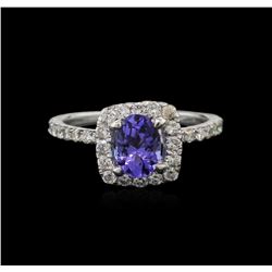 0.81ct Tanzanite and Diamond Ring - 14KT White Gold