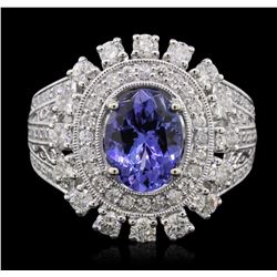 14KT White Gold 1.95ct Tanzanite and Diamond Ring