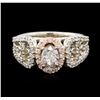 Image 1 : 14KT Two-Tone Gold 1.12ctw Diamond Ring