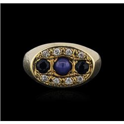 18KT Yellow Gold 1.77ctw Sapphire and Diamond Ring