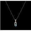Image 2 : 9.94ct Blue Topaz and Diamond Pendant With Chain - 14KT White Gold