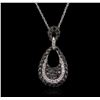 Image 2 : 14KT White Gold 0.13ctw Diamond Pendant With Chain