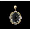 Image 1 : 14KT Yellow Gold 15.95ct Green Amethyst and Diamond Pendant