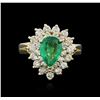 Image 1 : 14KT Yellow Gold 2.29ct Emerald and Diamond Ring