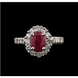 1.78ct Ruby and Diamond Ring - 14KT White Gold