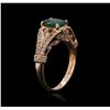 Image 3 : 14KT Rose Gold 1.22ct Emerald and Diamond Ring