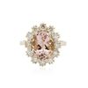 Image 1 : 14KT Yellow Gold 3.24ct Morganite and Diamond Ring