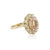 Image 2 : 14KT Yellow Gold 3.24ct Morganite and Diamond Ring