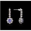 Image 2 : 14KT White Gold 0.94ctw Tanzanite and Diamond Earrings