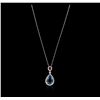 Image 2 : 14KT White Gold 11.76ct Topaz, Ruby and Diamond Pendant With Chain