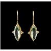 Image 1 : 14KT Yellow Gold 9.23ctw Green Amethyst and Diamond Earrings