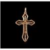 Image 2 : 0.48ctw Diamond Cross Pendant - 14KT Rose Gold