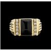 Image 1 : Onyx and Diamond Ring - 14KT Yellow Gold