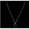 Image 1 : 14KT Rose Gold 14.49ct Amethyst and Diamond Pendant With Chain