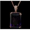 Image 2 : 14KT Rose Gold 14.49ct Amethyst and Diamond Pendant With Chain