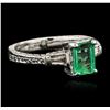 Image 2 : 14KT White Gold 1.15ct Emerald and Diamond Ring