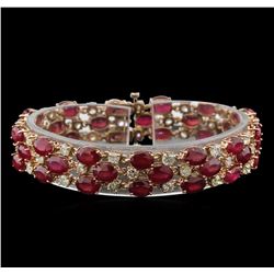 37.44ctw Ruby and Diamond Bracelet - 14KT Rose Gold