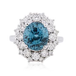 14KT White Gold 5.21ct Topaz and Diamond Ring