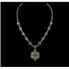 Image 1 : 14KT White Gold 6.04ctw Emerald and Diamond Necklace
