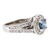 Image 2 : 14KT White Gold 1.05ctw Fancy Blue Diamond Ring