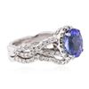 Image 2 : 14KT White Gold 1.95ct Tanzanite and Diamond Wedding Ring Set