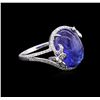Image 2 : 18KT White Gold 7.29ct Tanzanite and Diamond Ring