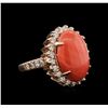 Image 2 : 8.71ct Coral and Diamond Ring - 14KT Rose Gold