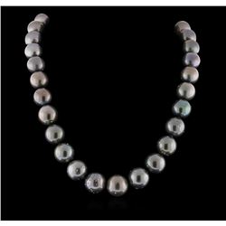 Cultured Pearl and Diamond Necklace - 14KT White Gold