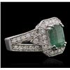 Image 2 : 14KT White Gold 2.23ct Emerald and Diamond Ring