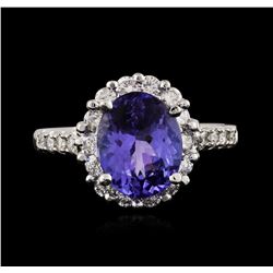 14KT White Gold 3.10ct Tanzanite and Diamond Ring