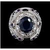 Image 1 : 14KT White Gold 9.01ctw Sapphire and Diamond Ring